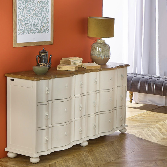 GOODMOON - Cassettiera doppia, piano in rovere, 6 cassetti