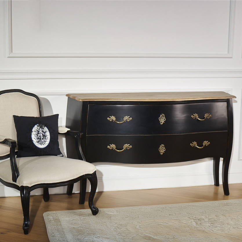 ALIENOR - Commode style classique, plateau chêne, 2 tiroirs, bois certifié FSC®