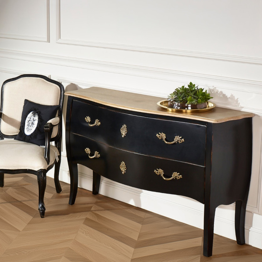 ALIENOR - Commode style classique, plateau chêne, 2 tiroirs, bois certifié FSC®