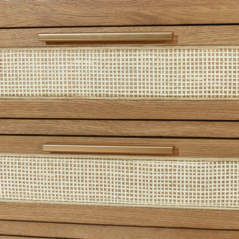 Aparador vitrina MONTANA - Estilo contemporáneo en roble, 1 puerta, 3 cajones