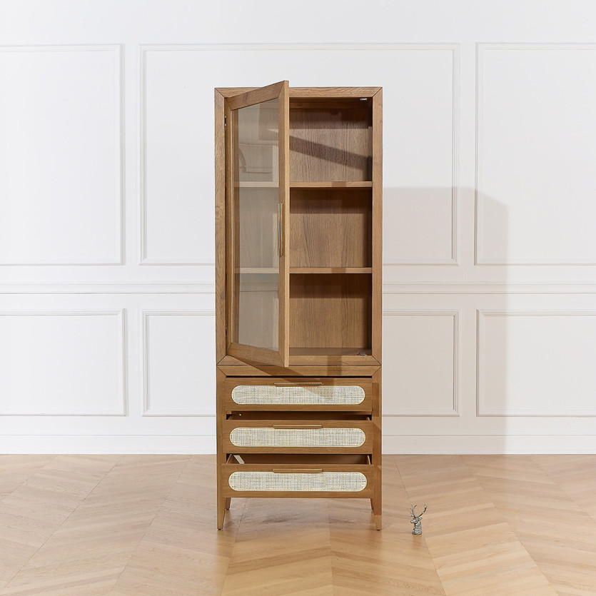 Geschirrschrank MONTANA - Zeitgenössischer Stil aus Eiche, 1 Tür, 3 Schubladen