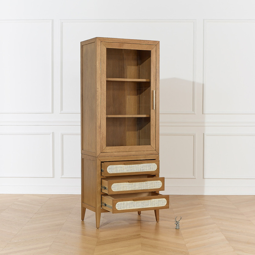 Sideboard Cabinet MONTANA - Contemporary oak style, 1 door, 3 drawers