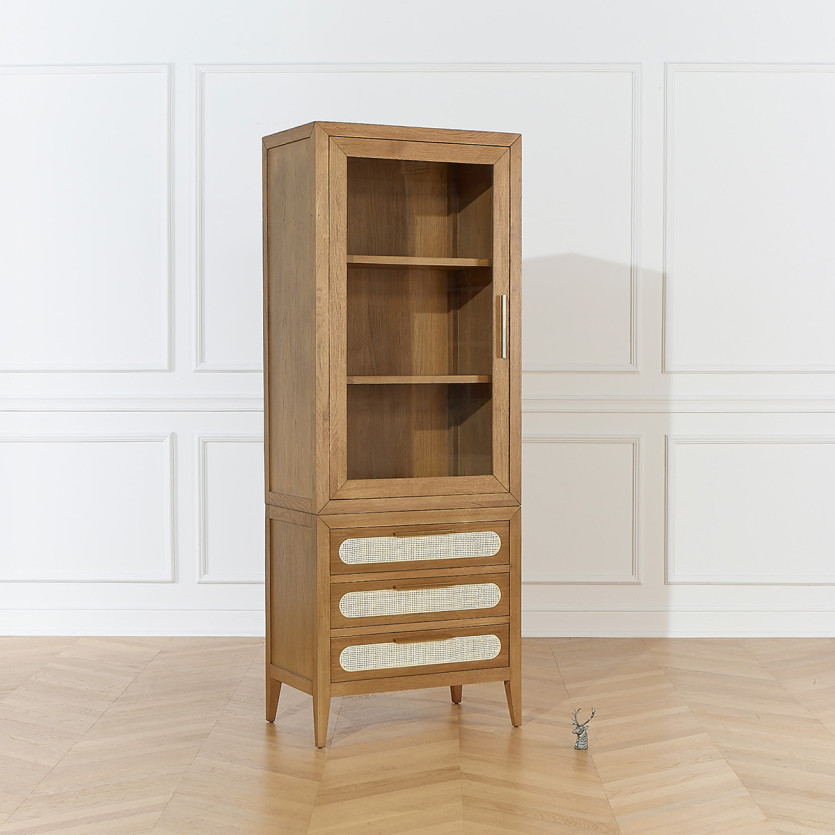 Credenza MONTANA - Stile contemporaneo in rovere, 1 anta, 3 cassetti
