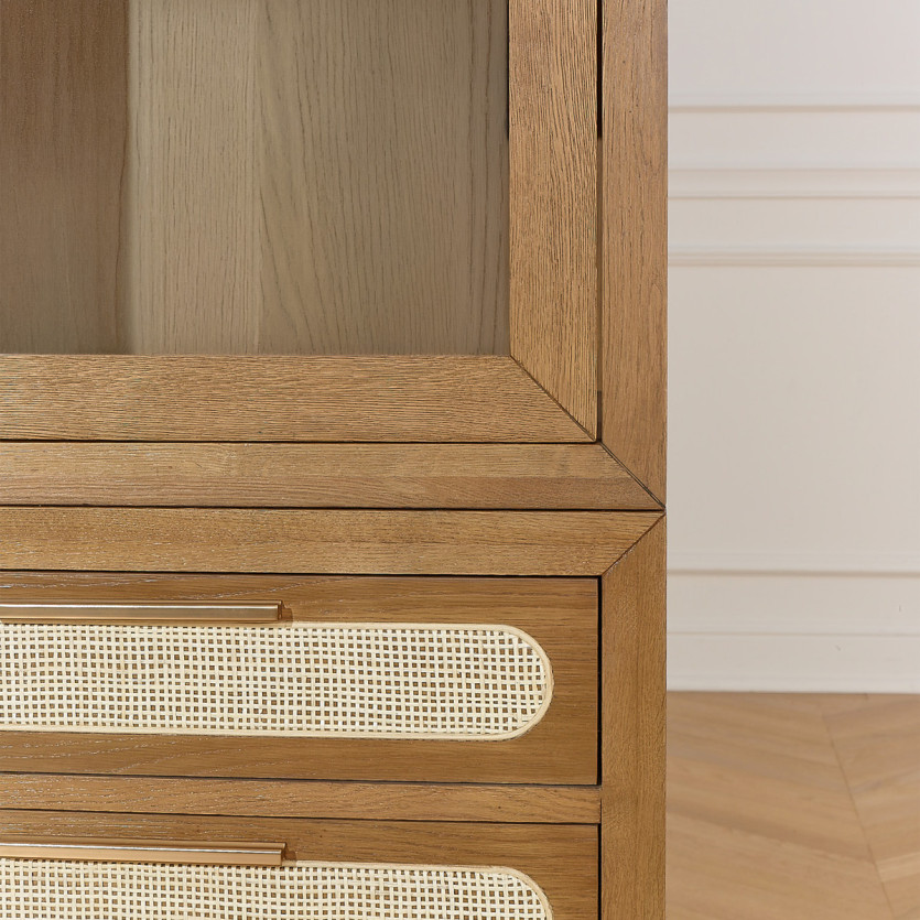 Geschirrschrank MONTANA - Zeitgenössischer Stil aus Eiche, 1 Tür, 3 Schubladen