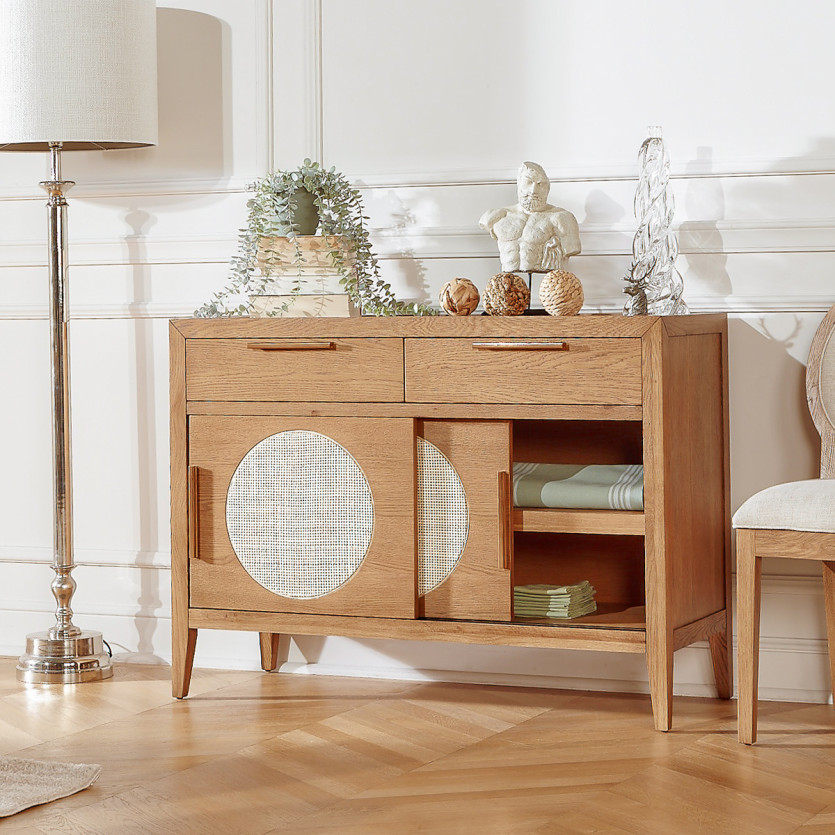 Small MONTANA sideboard - Contemporary style in oak, 2 doors, 2 drawers