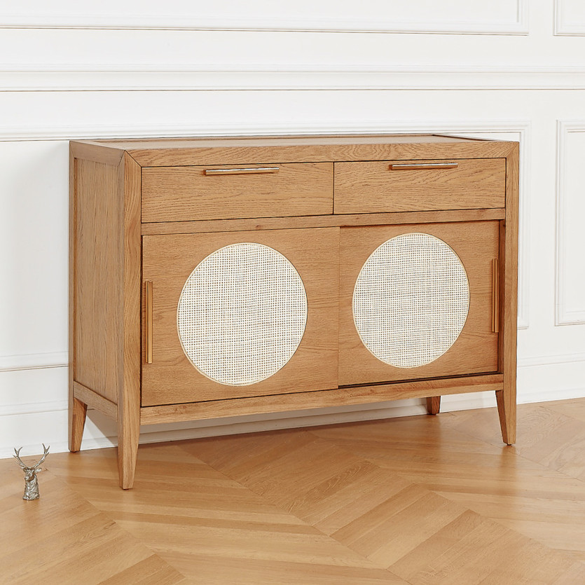 Small MONTANA sideboard - Contemporary style in oak, 2 doors, 2 drawers