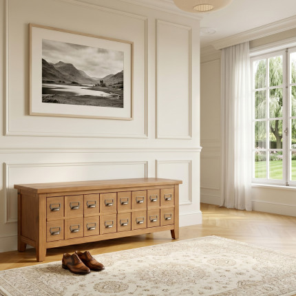 JEAN – Panchina portascarpe Shabby chic con 4 scomparti, legno certificato FSC®