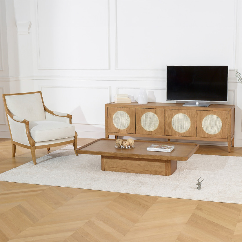 Mesa de centro SHERYL - Estilo contemporáneo, tablero de roble.