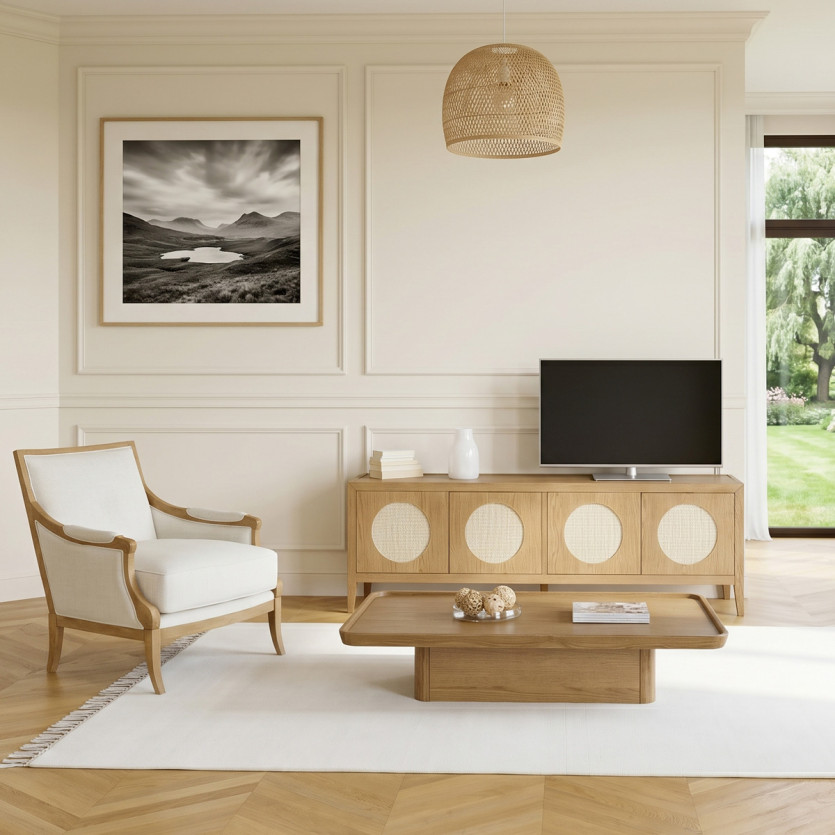 Table basse SHERYL - Style contemporain, plateau en chêne