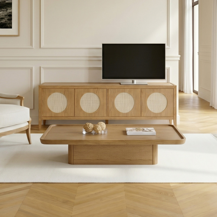 Tavolino da caffè SHERYL - Stile contemporaneo, piano in rovere