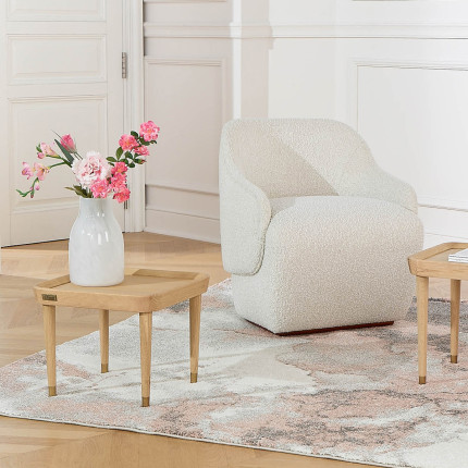 Table basse carrée MALIBU - Style contemporain, pieds en chêne massif