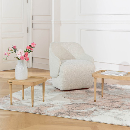 Table basse carrée MALIBU - Style contemporain, pieds en chêne massif