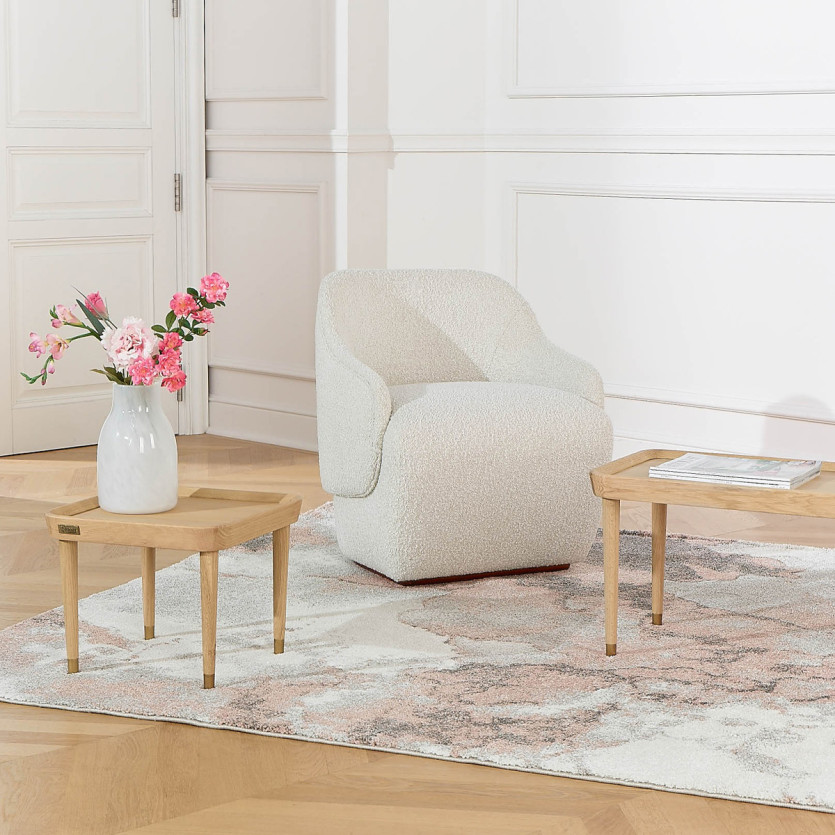 Tavolino quadrato MALIBU - Stile contemporaneo, gambe in rovere massiccio
