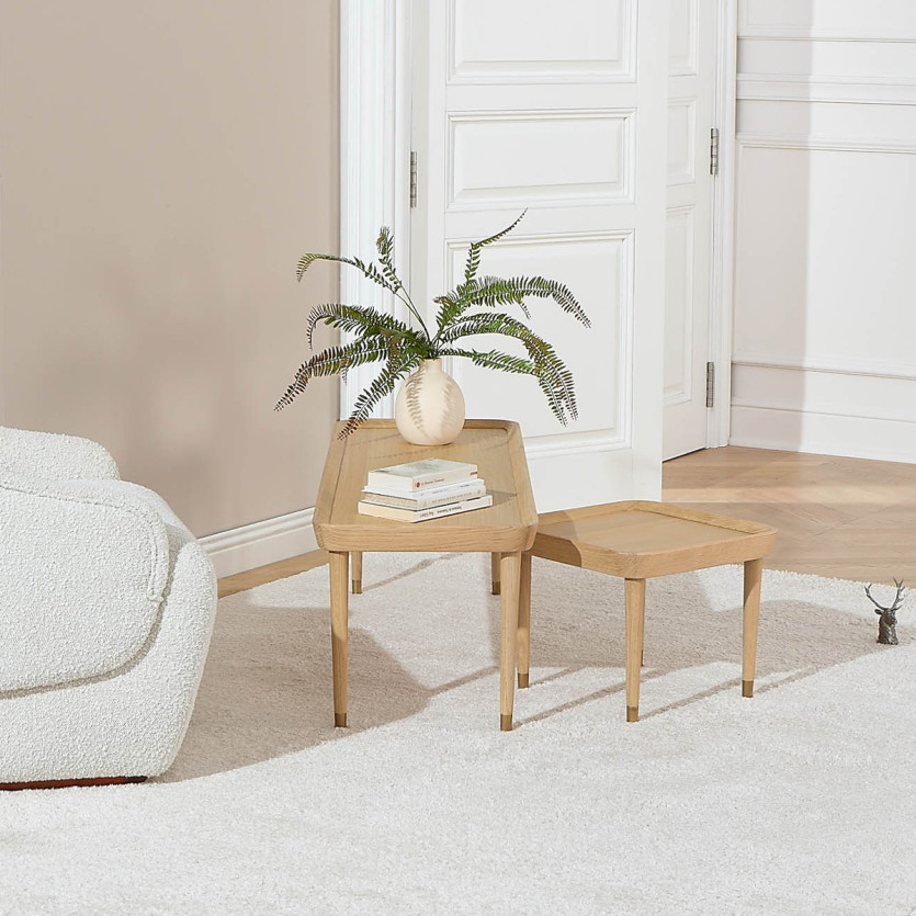 Tavolino quadrato MALIBU - Stile contemporaneo, gambe in rovere massiccio