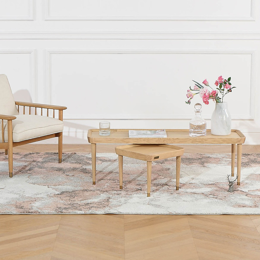 Tavolino quadrato MALIBU - Stile contemporaneo, gambe in rovere massiccio