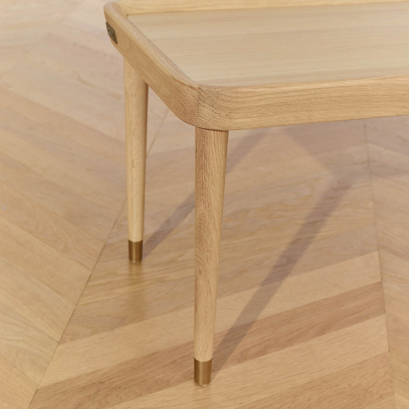Table basse carrée MALIBU - Style contemporain, pieds en chêne massif