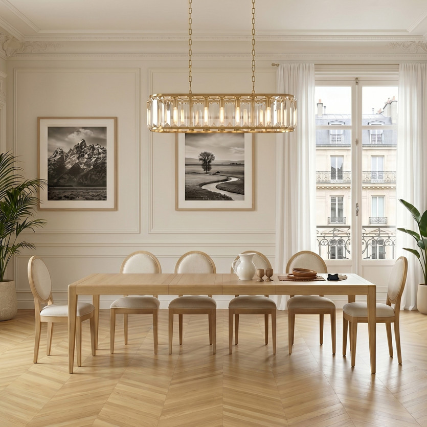 Table à manger extensible TENNESSEE 2R280 - Style moderne en chêne, 12 couverts, 180-280 x 100 cm