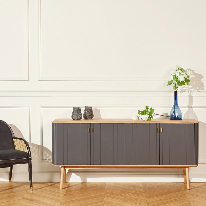 KYOTO - Buffet style contemporain, plateau en chêne, 4 portes, bois certifié FSC®