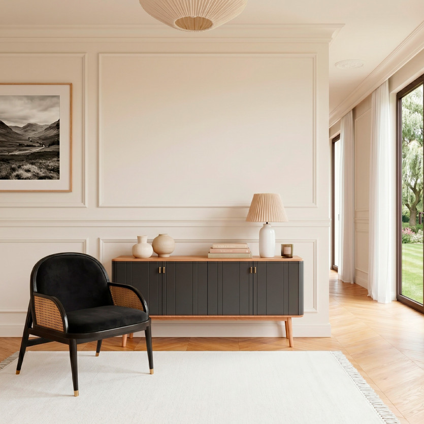 KYOTO - Buffet style contemporain, plateau en chêne, 4 portes, bois certifié FSC®