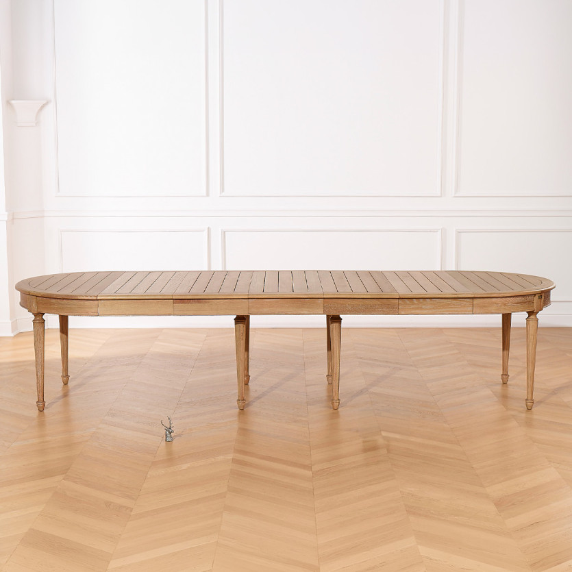 GIOVANNI extendable dining table - Romantic style, solid oak top, 6/14 place settings