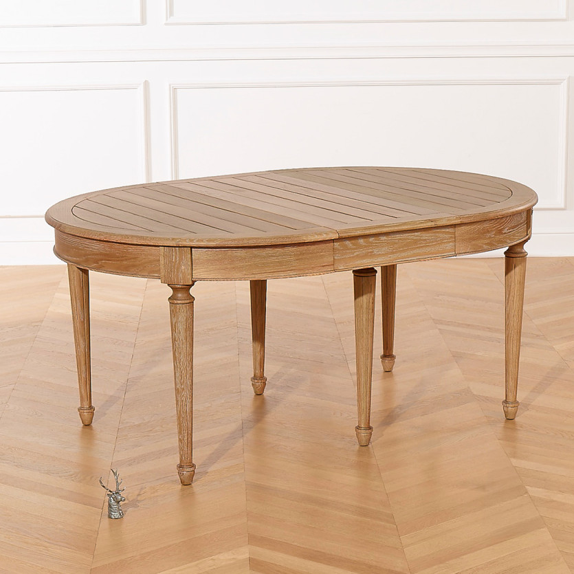 GIOVANNI extendable dining table - Romantic style, solid oak top, 6/14 place settings