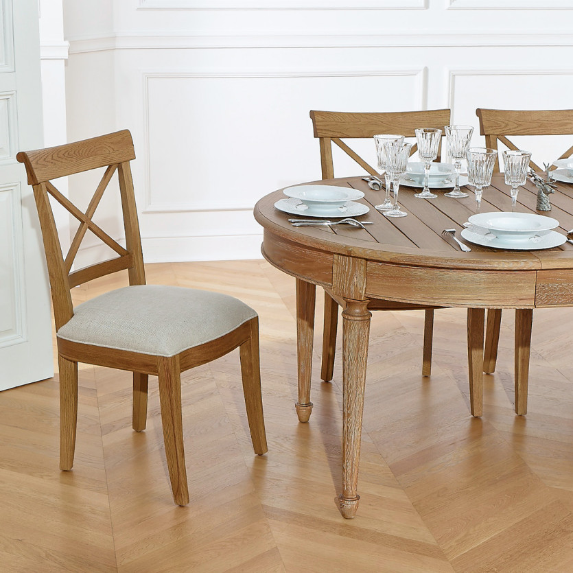 GIOVANNI extendable dining table - Romantic style, solid oak top, 6/14 place settings