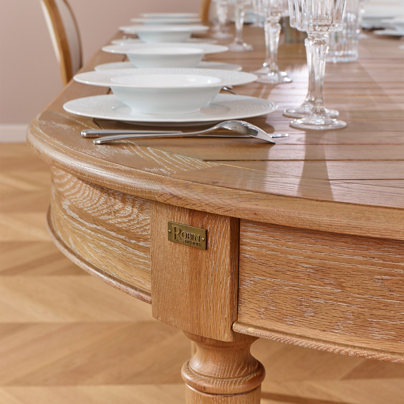 GIOVANNI extendable dining table - Romantic style, solid oak top, 6/14 place settings