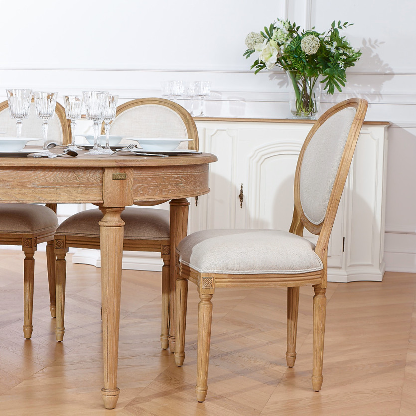 GIOVANNI extendable dining table - Romantic style, solid oak top, 6/14 place settings