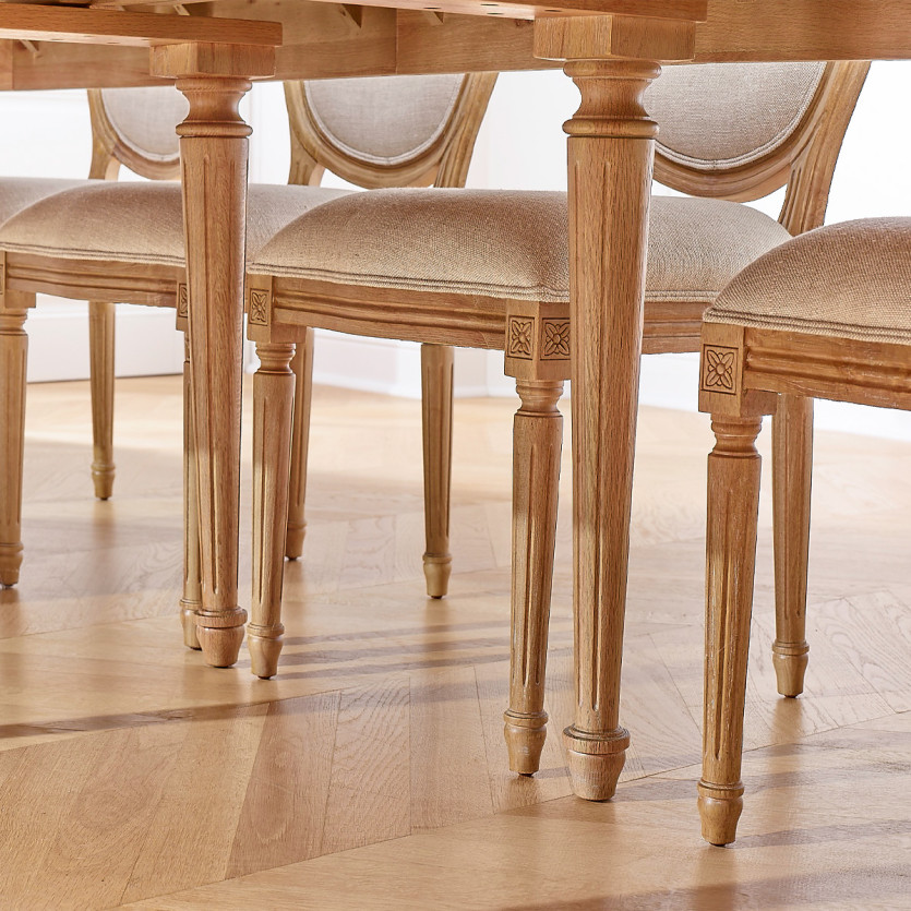 GIOVANNI extendable dining table - Romantic style, solid oak top, 6/14 place settings