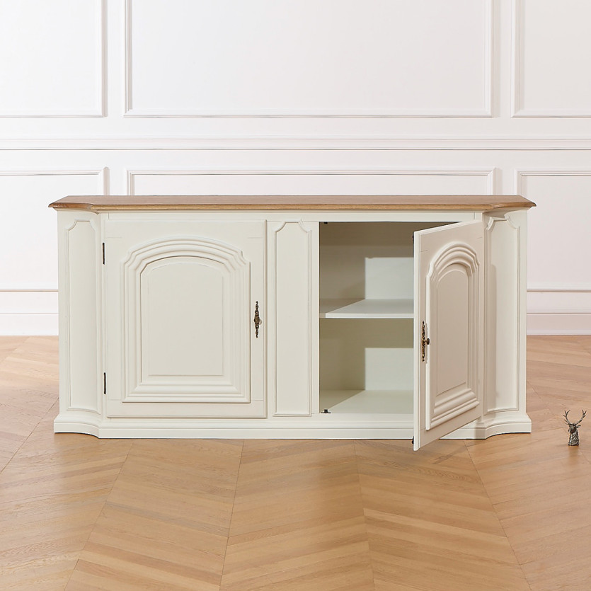ELISABETH - Shabby chic white oak sideboard, 2 doors