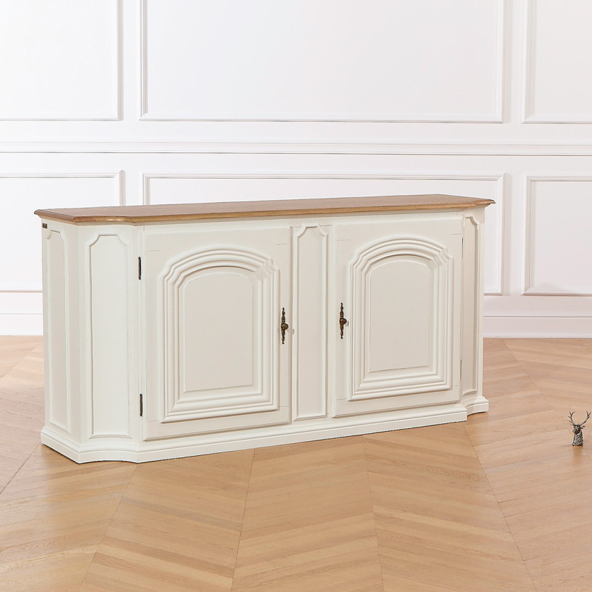ELISABETH - Shabby chic white oak sideboard, 2 doors
