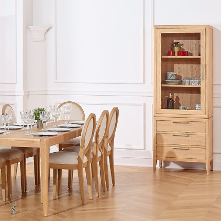Vetrina TENNESSEE - Stile contemporaneo in rovere, 1 anta, 3 cassetti