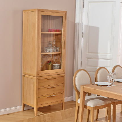 Vetrina TENNESSEE - Stile contemporaneo in rovere, 1 anta, 3 cassetti