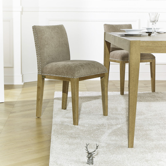 Set of 2 CLARA chairs - Industrial style in solid wood and polyester fabric