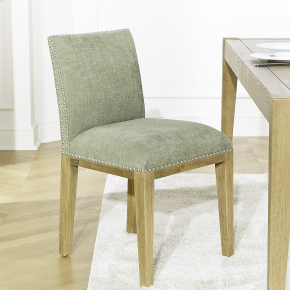 Set of 2 CLARA chairs - Industrial style in solid wood and polyester fabric