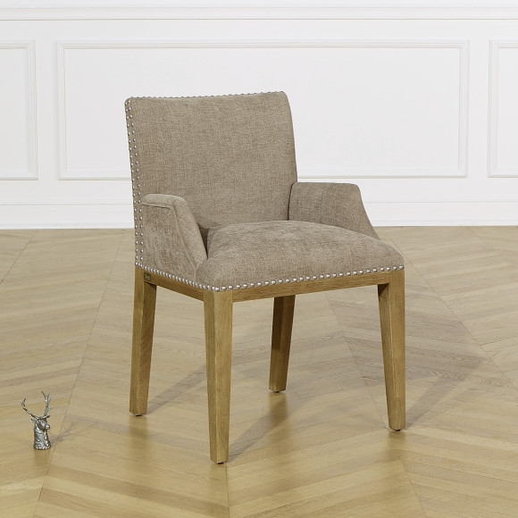 CLARA Table Chair - Industrial style in solid wood and colorful textured fabric, 1 seat