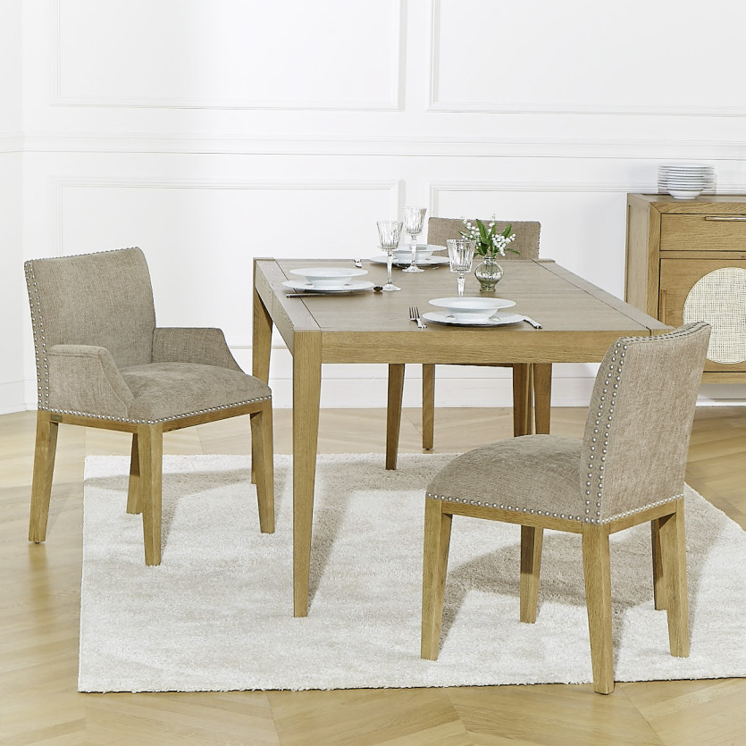 CLARA Table Chair - Industrial style in solid wood and colorful textured fabric, 1 seat