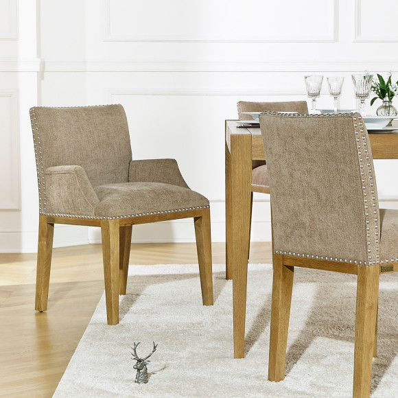 CLARA Table Chair - Industrial style in solid wood and colorful textured fabric, 1 seat