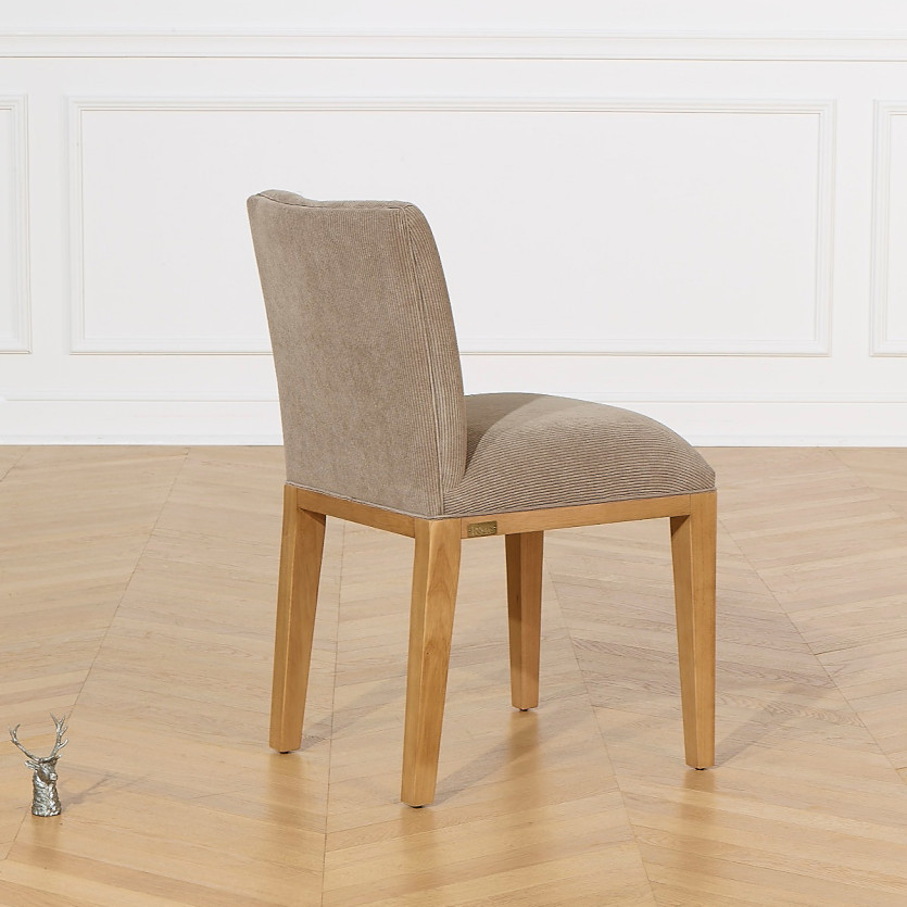 Set of 2 TARA chairs - Industrial style in solid rubberwood and corduroy, 1 seat