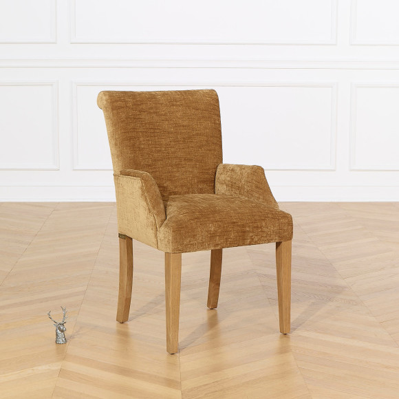ALISON tafelstoel - Moderne stijl, massief houten poten, cognackleurige stof
