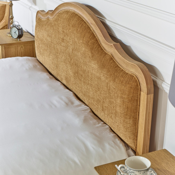 Tweepersoonsbed HENRY COGNAC - Romantische stijl in eikenhout, 160 x 200