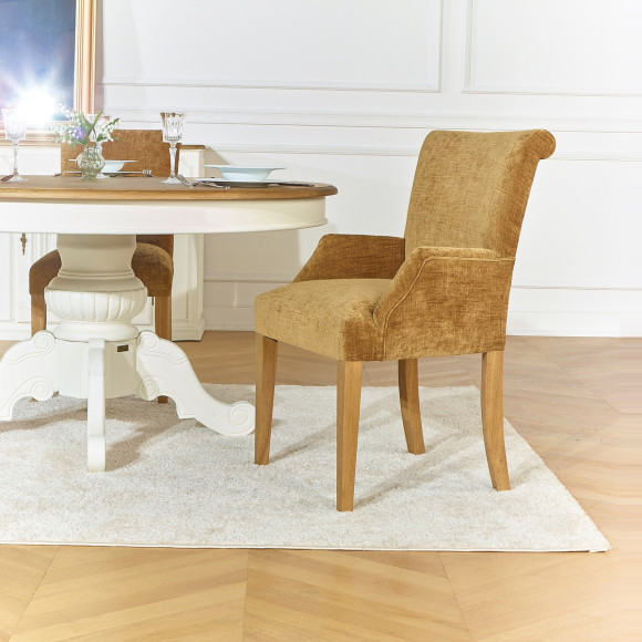ALISON tafelstoel - Moderne stijl, massief houten poten, cognackleurige stof