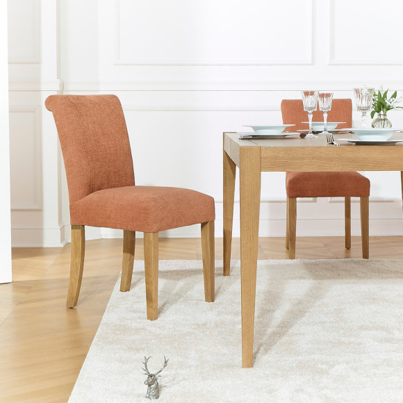 Set of 2 ALISON chairs - Modern style in solid rubberwood and polyester fabric