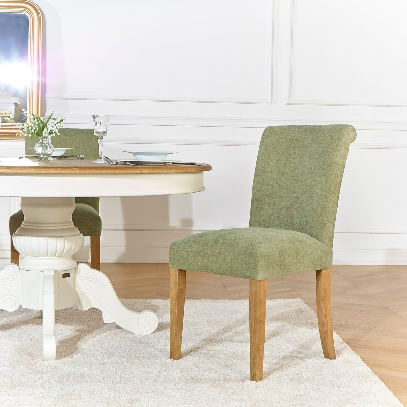 Set of 2 ALISON chairs - Modern style in solid rubberwood and polyester fabric
