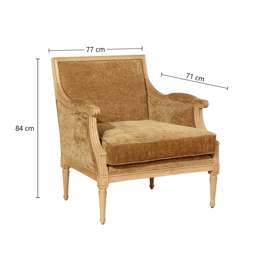 Bergèresessel VILLANDRY COGNAC SAUVAGE - Klassischer Stil aus Massivholz, 1 Platz