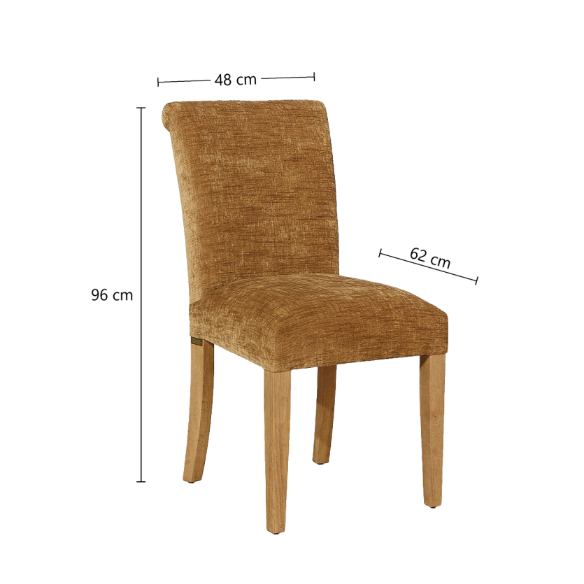 Juego de 2 sillas ALISON - Estilo moderno en hevea macizo y tela color coñac