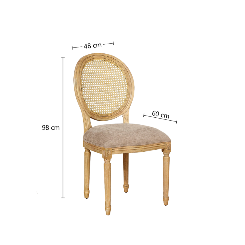 Set aus 2 MEDAILLON-Stühlen - Shabby Chic Stil aus Massivholz, Rückenlehne mit Geflecht