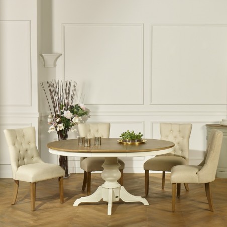 Table repas ronde extensible, 6 à 8 couverts, blanche, ARIANE