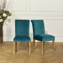 Chaise velours Alix bleu canard