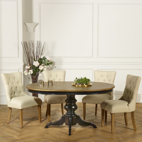 2 Chaises capitonnées en lin beige, ophelia